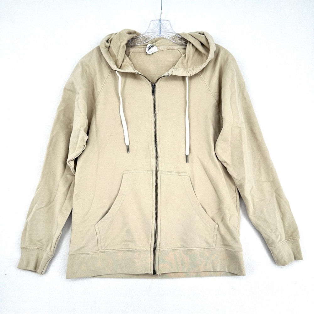 Independent Trading Co Men’s Zip Up Hoodie Tan Beige Full Zip Sweatshirt Medium - Picture 2 of 16